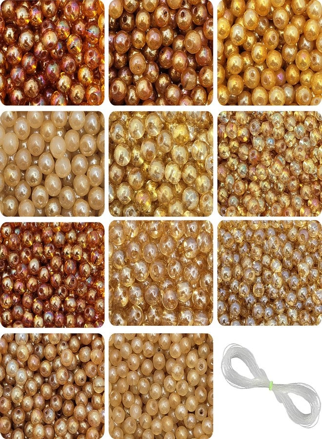 INDIKONB Glass Pearl Beads Combo Set | 6mm & 8mm Round Beads for Jewellery Making | Moti for DIY Crafts & Accessories (Gold) - Image 1